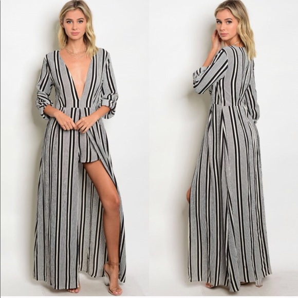 HOST PICK ❤️❤️ NWT-Black & Ivory Romper Maxi - Picture 3 of 7